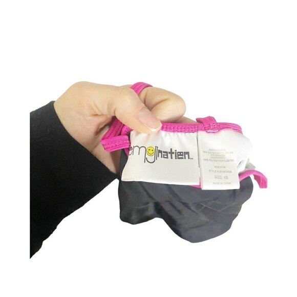 Emojination Girls One Piece Swimsuit Sequin Emoji XS Black Yellow Cross Back - Picture 4 of 4